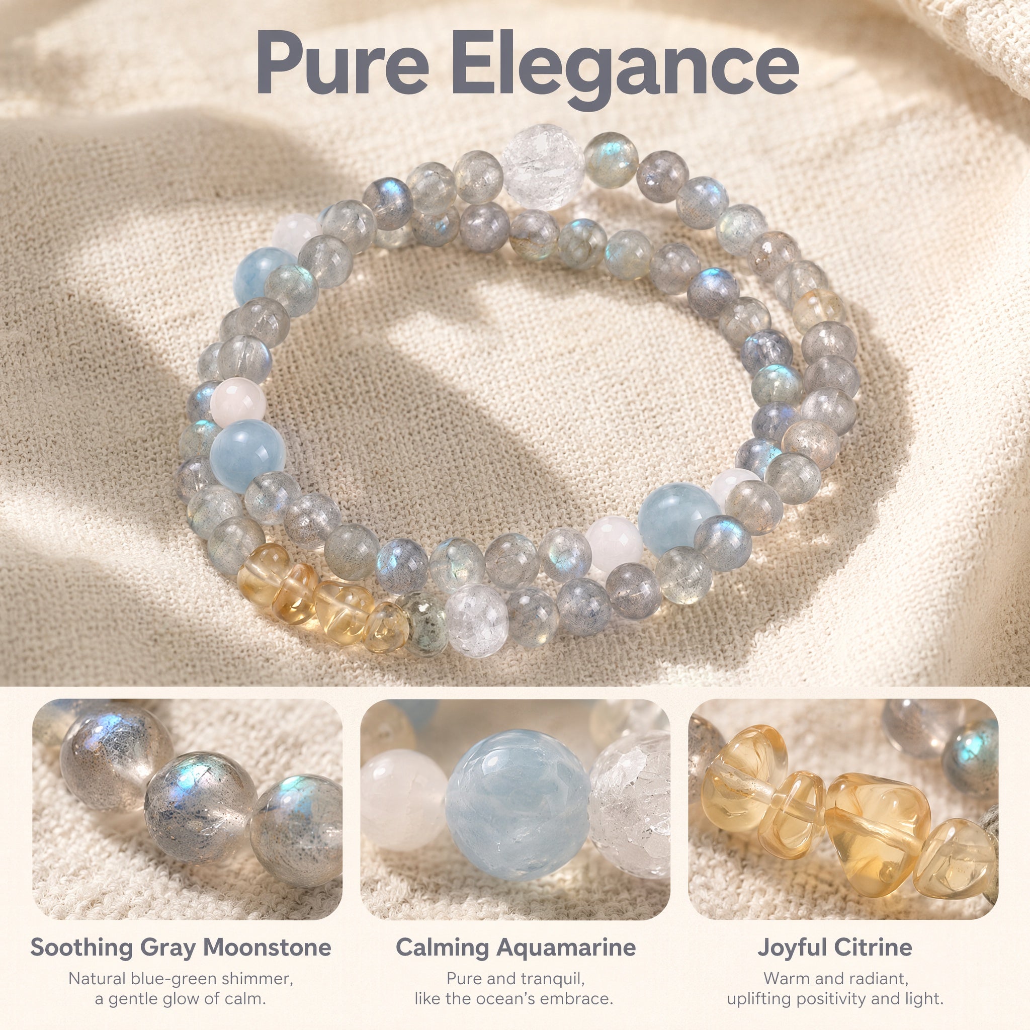 Gray Moonstone Bracelet | Emotional Balance & Gentle Protection
